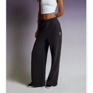 Women Playboy By PacSun Studded Bunny Wide Leg Sweatpants Black Size Large